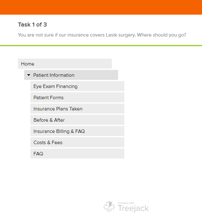 Tree Testing screenshot